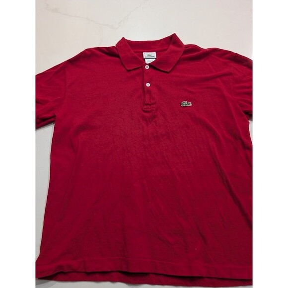 Vintage Lacoste Men Cotton Red Short Sleeve Classic Logo Polo Shirt Medium 4 - Picture 1 of 6